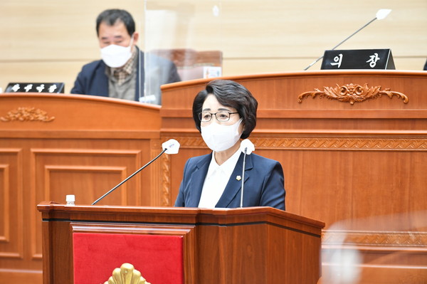 박금순 의장 건의 장면. [보령시의회 제공]