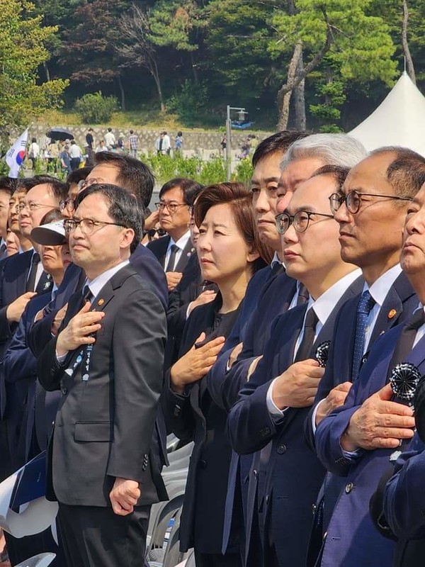 나경원 국회의원은 6일 제69회 현충일을 맞아 국립서울현충원에서 거행된 추념식에 참석했다. [국민의힘 동작을 당원협의회 제공]