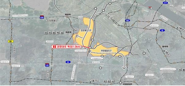 인천계양 경명대로 확장공사 사업 위치도. [LH 제공]